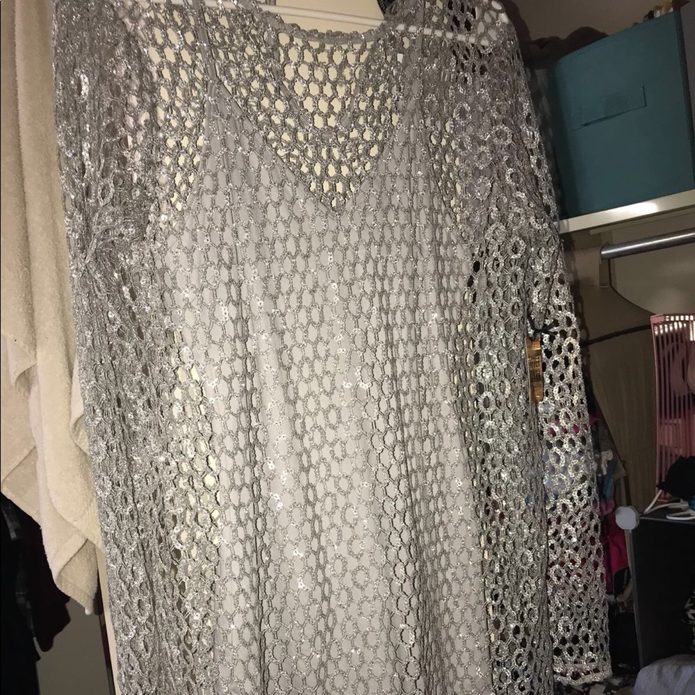 Two layer sequin mesh mini dress